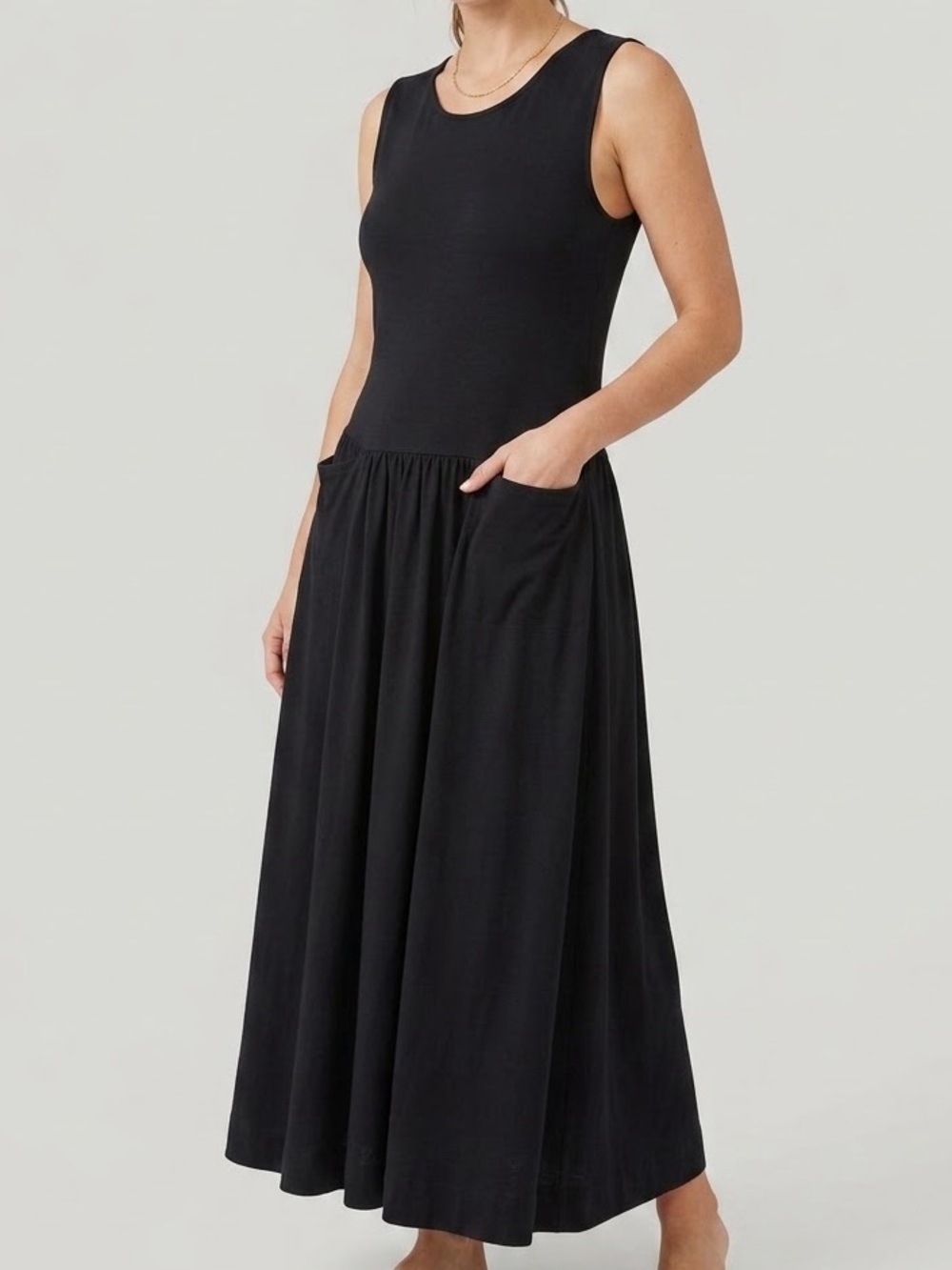 FP Beach Drop Waist Black Maxi Dress Size Small